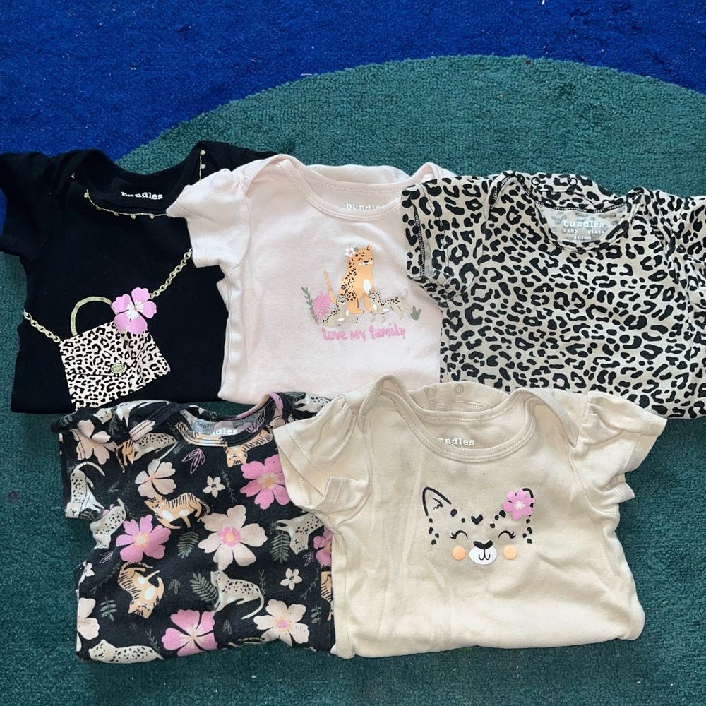 Cheetah and floral onesie set of 5